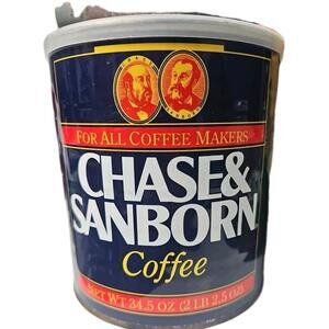 Vintage Chase & Sanborn Tin Coffee Can 34.5 oz